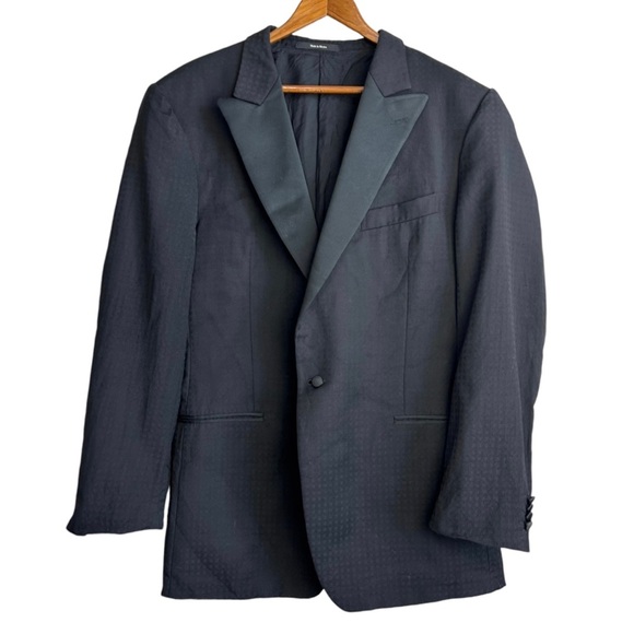 Z Zegna 100% Wool Black Blazer Sport Jacket 46 L check plaid - Picture 1 of 10